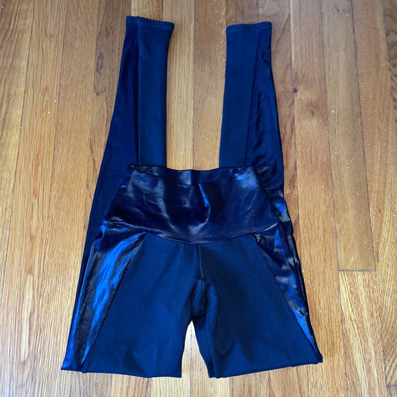 Mika- Black Leggings With Shiny Side Paneling. Size XS (please read) - Picture 5 of 5